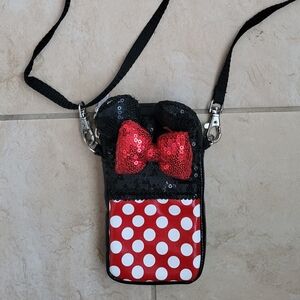 Disney Parks Minnie Mouse Ears Bow Sequin Cell phone Crossbody